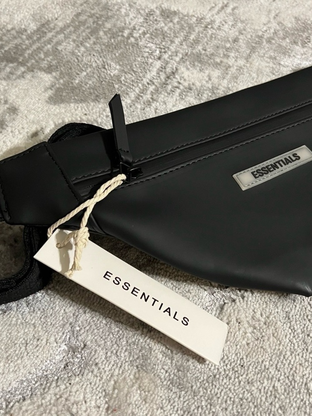 ESSENTIALS Black Men's Belt Bag with Subtle Logo Plate